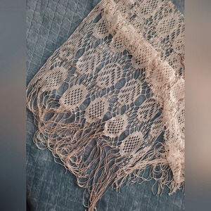 A NWOT - Cream Lace Tassel Scarf - Macy's / Nordstrom